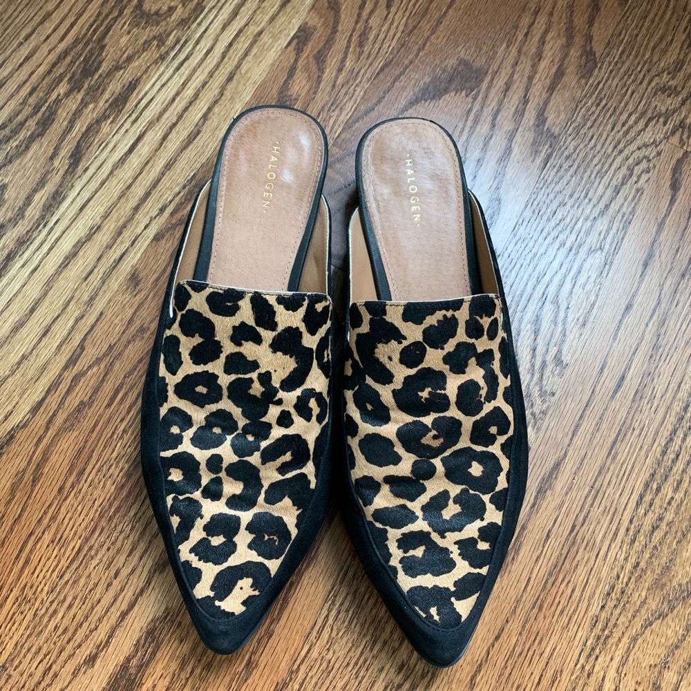 Halogen Leopard Print Mules. Women’s sandals